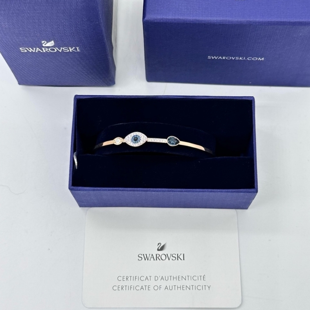 SWAROVSKI Crystal Evil Eye Rose Gold-Plated Bangle Bracelet